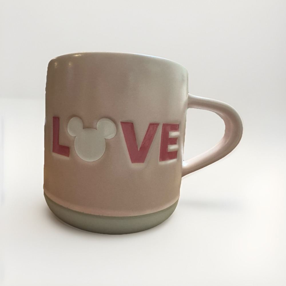 Disney Parks Exclusive Mickey Mouse Icon LOVE Coffee Mug Pink New